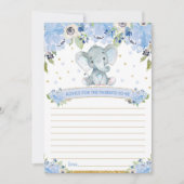 親がカードになるゾウ赤ちゃんシャワーアドバイス 招待状 (正面)