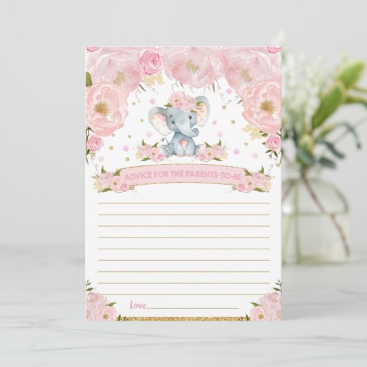 親がカードになるゾウ赤ちゃんシャワーアドバイス 招待状 (スタンド正面)