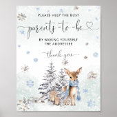 親が封救済筒に忙し住所を書く ポスター (正面)