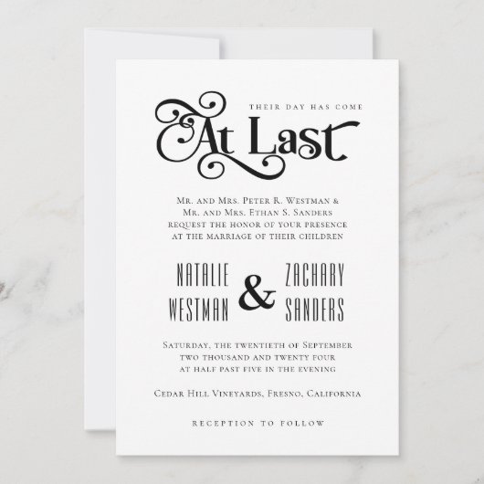 親が彼らの日を来最後にホスト結婚した 招待状 (正面)