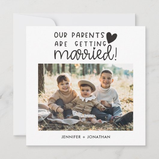 親が結婚する子供の写真発表 案内状 (正面)