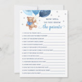 親しみやすいテディベアカード「親のことをどれだけ知っていますか？」 招待状 (正面)