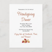 親しみやすいディナー、感謝祭のエレガント紅葉 インビテーションポストカード (正面)