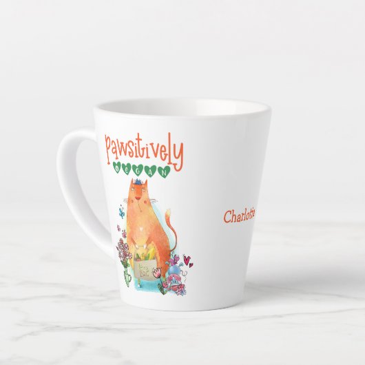 親しみやすいビーガンかわいい猫おもしろい引用文 カフェラテマグ (左アングル)