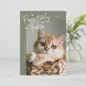 親しみやすいフェスティバルキャットフォトサージグリーンクリスマス シーズンカード (スタンド正面)