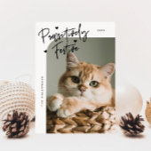 親しみやすいフェスティバル猫フォトホワイトクリスマス シーズンカード