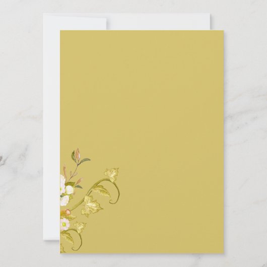 親しみやすい水素朴色の葉緑色 招待状 (裏面)