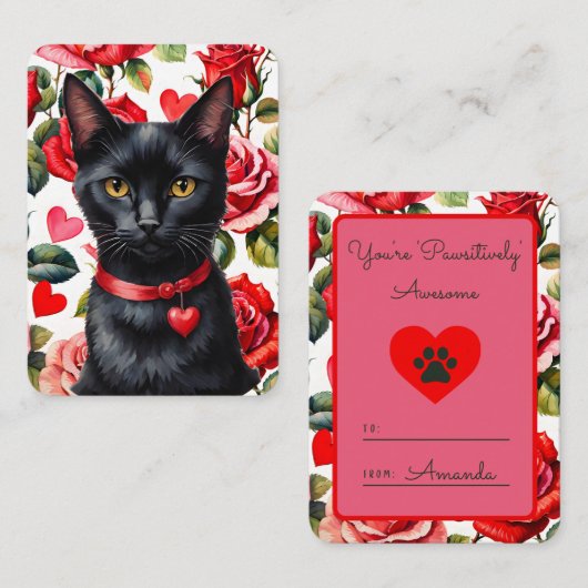 親しみやすい素晴らし黒猫の教室バレンタイン ノートカード (正面/裏面)