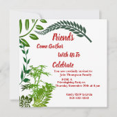 親しみやすい緑の秋紅葉 招待状 (正面)