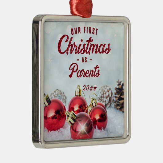 親としての初めてのクリスマスが永遠に メタルオーナメント (右)