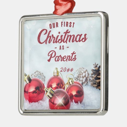 親としての初めてのクリスマスが永遠に メタルオーナメント (左)