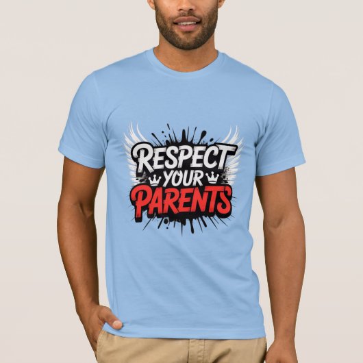 親に感謝 — 男性用インスピレーショナルTシャツ Tシャツ (正面)