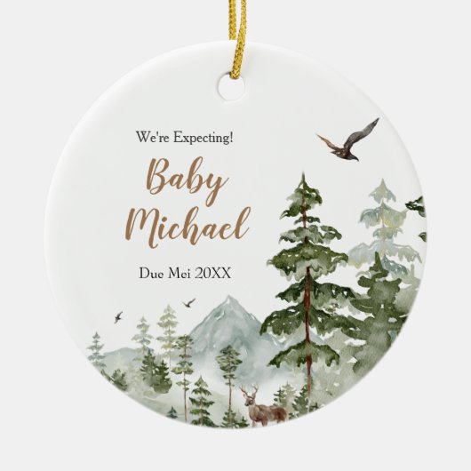 親に期待するウィンターウッドランド動物 セラミックオーナメント (正面)