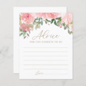 親のためのアドバイスピンクのフローラ赤ちゃんシャワーゲーム (正面/裏面)