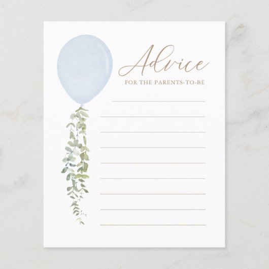 親のためのアドバイスブルーバルーンベビーシャワーゲーム (正面)