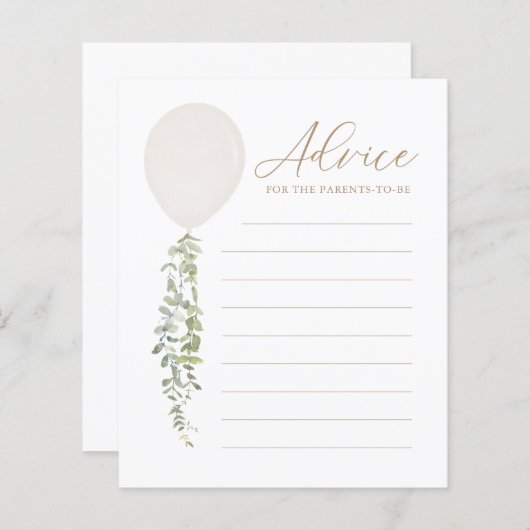 親のためのアドバイスホワイトバルーンベビーシャワーゲーム (正面/裏面)