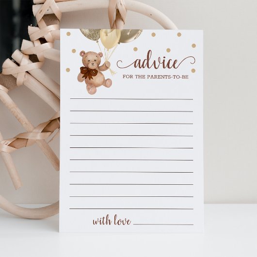 親のためのアドバイス赤ちゃんシャワーteddyベアカード 招待状
