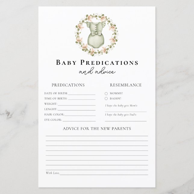 親のためのアドバイスBoho女の子の赤ちゃんシャワーゲーム (正面)