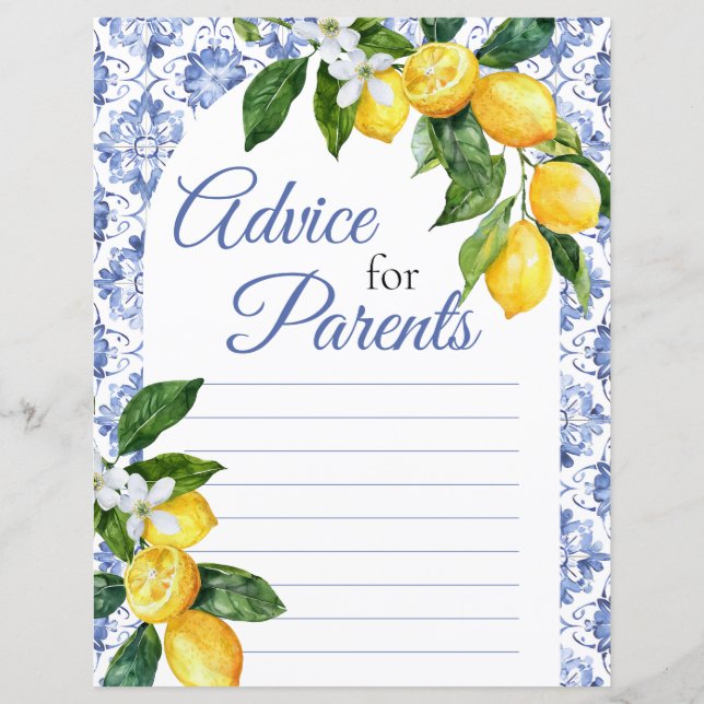 親のための地中海のブルータイルレモンアドバイス (正面)