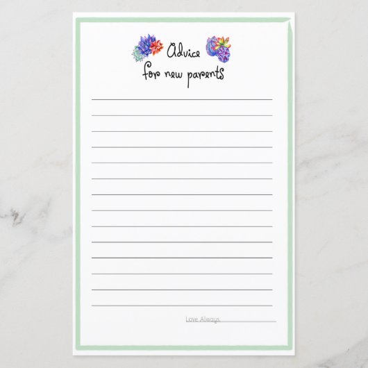 親のための多肉質アドバイス赤ちゃんシャワー (正面)