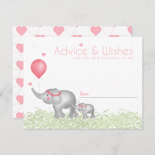 親のための水彩象ベビーアドバイス アドバイスカード (正面/裏面)