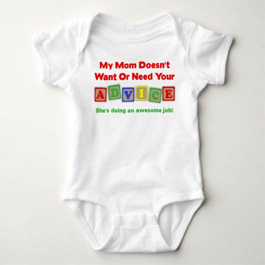 親のアドバイスのおもしろいなクリーパーのTシャツ ベビーボディスーツ (正面)