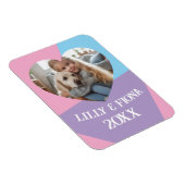 親のカスタムハート写真と名前のギフトのアップロード マグネット (右側)