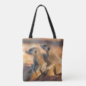 親の下のベビーのMeerkatsの皮 トートバッグ (裏面)