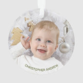 親の初めてのクリスマスヴィンテージの赤トラック写真 オーナメント (裏面)