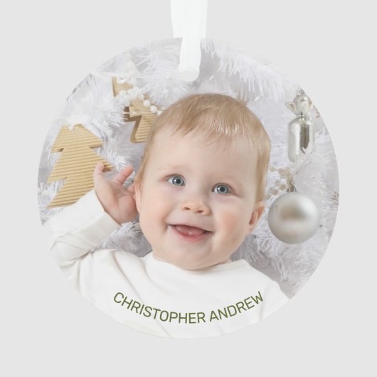 親の初めてのクリスマスヴィンテージの赤トラック写真 オーナメント (裏面)