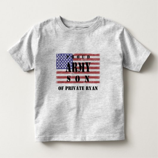 親の名前を追加する軍の誇りを持った息子シャツ トドラーTシャツ (正面)