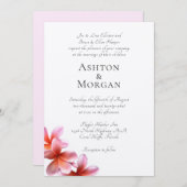 親の名前ピンク・フランギパニ結婚ズ 招待状 (正面/裏面)