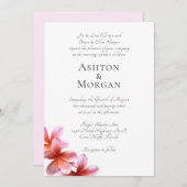 親の名前ピンク・フランギパニ結婚ズ 招待状 (正面/裏面)