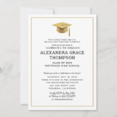 親の名前フォトホワイト金ゴールド卒業 招待状 (正面)