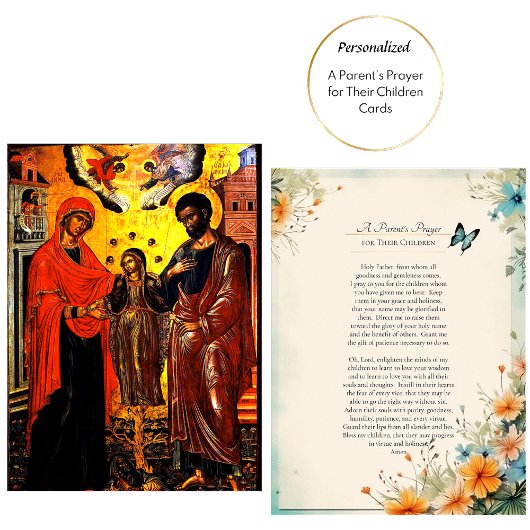 親の子供のための祈りのカード プレイスカード