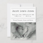 親の手とベビーの足は世界へようこそ 案内状 (裏面)