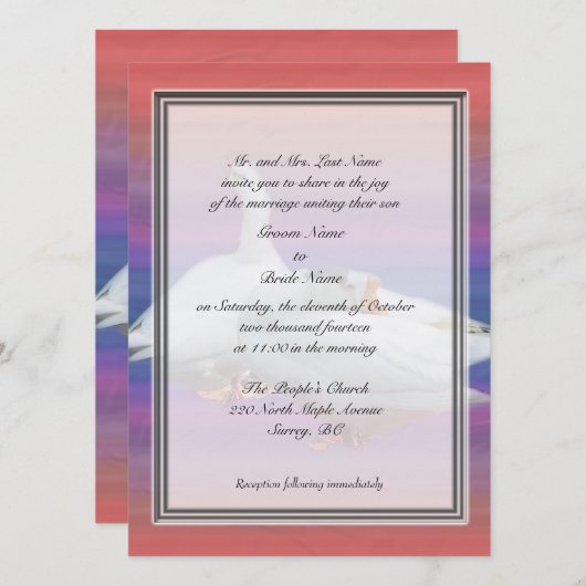 親の結婚式招待状をグルーミング 招待状 (正面/裏面)