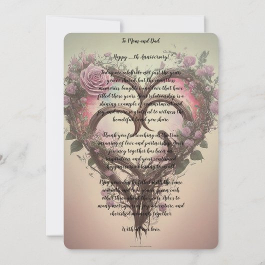 親の結婚記念日 招待状 (裏面)