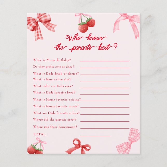 親の赤ちゃんシャワーゲームを知っているベリー甘い (正面)