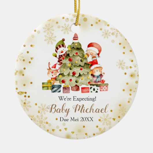 親を待っているクリスマスツリー セラミックオーナメント (正面)