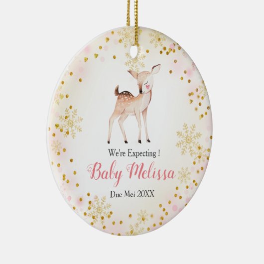 親を待っているピンクシカ動物 セラミックオーナメント (右)