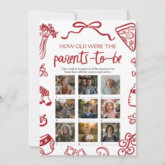 親イタリアンの試合の年齢を手書きで描いた 招待状 (正面)