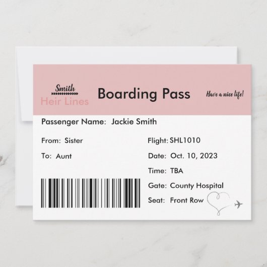 親インスパイアに妊娠のお知らせ 招待状 (正面)