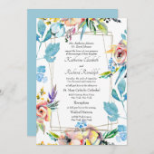 親カラフルフォーマルの出結婚身のフローラ 招待状 (正面/裏面)