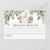 親カード用グリーンウッドランド赤ちゃんシャワーアドバイス エンクロージャーカード (正面)