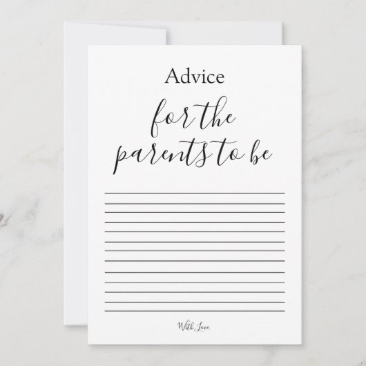 親カード用ベビーシャワーアドバイス 招待状 (正面)