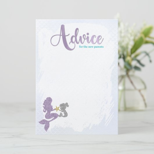 親カード用マーメイドベビーシャワーアドバイス 招待状 (スタンド正面)