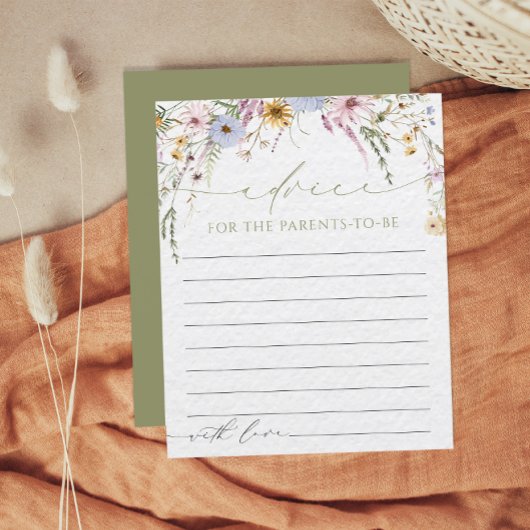 親カード用ワイルドフラワーベビーシャワーアドバイス