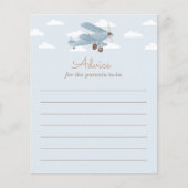 親カード用飛行機ベビーシャワーアドバイス (正面)
