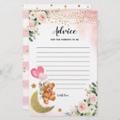 親ゲームのためのピンクバーリーベビーシャワーアドバイス (正面/裏面)